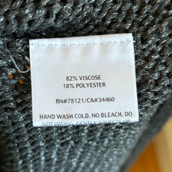 EILEEN FISHER Open Knit Dolman Sleeve Sweater in Metallic Charcoal SZ M - Picture 9 of 11